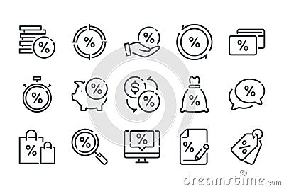 Financial interest and Loan line icons. Vector Illustration